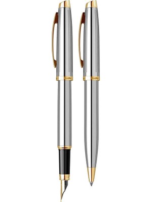 Scrikss Oscar 39 Dolmakalem Tükenmez Kalem Seti Gold Krom Medium Uç