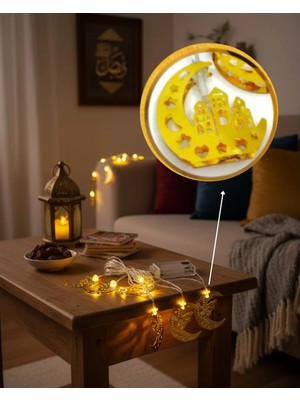 Aparim Dekoratif Minareli Hilal LED Işık Metal Gövdeli Ramazan Aydınlatma