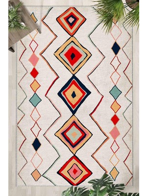 Asitan Krem Halı 1103 - Yıkanabilir, Kaymaz Taban, Dijital Baskılı, Leke Tutmaz, Ince Hav, Modern Salo