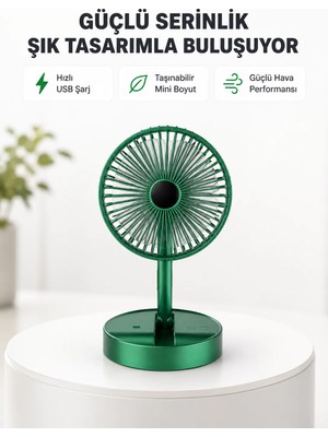 Aparim Katlanabilir Mini Fan – 3 Kademeli Soğutma, Şarjlı