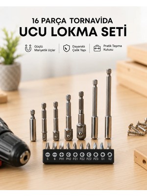 Aparim Metal Gövdeli 16LI Bits Seti Çok Amaçlı Tornavida Uçları