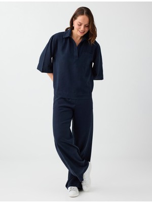 Jimmy Key Lacivert %100 Tencel Cep Detaylı Dokuma Pantolon