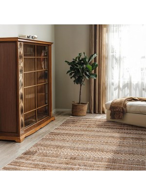 Asitan Lazuli Dokuma Halı | Vizon | Normal Tabanlı Makinede Yıkanabilir | Modern Halı | 160 x 160 cm |