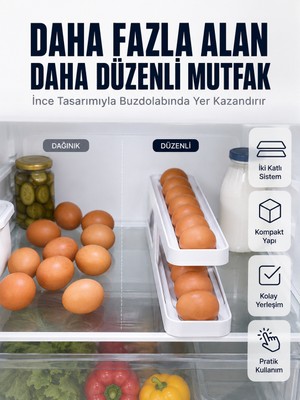 Aparim Kayar Ray Sistemli Buzdolabı Yumurta Saklama Düzenleyici Organizer