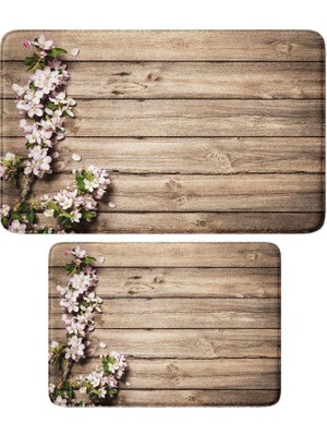 Asitan Sevimli Tasarımlı Mikrofiber 2'li Takım Banyo Paspası, Kaymaz Taban, Makinede Yıkanabilir (40X6