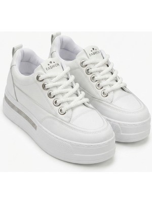 Zerenyus LULU Premium Ortopedik Beyaz Gizli Topuk Kadın Sneakers 8 cm