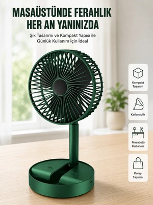 Aparim 3 Kademe Hız Ayarlı Vantilatör Telefon Standlı Şarjlı Katlanabilir Soğutucu Pervane Yeni Nesil