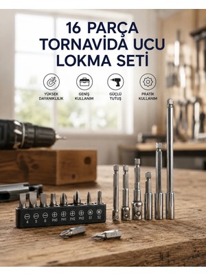 İyisi Olsun 16 Parça Bits, Adaptör ve Tornavida Ucu Seti