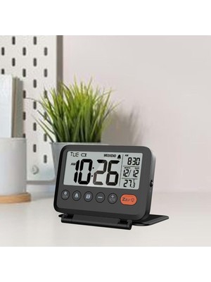 Asitan LED Katlanır Dijital Saat Pilli • Masa & Seyahat Tipi • Alarm • Takvim • Isı Ölçer 10X8C