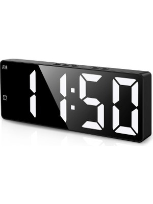 Asitan Dijital Çalar Saat, Yatak Odası Için LED Çalar Saat, (Yeni Versiyon) USB Şarj Portlu 6,5 Inç E