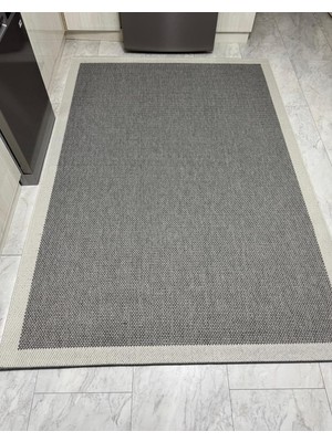 Asitan Dekoset Sisal Halı- Hol Koridor Halısı- Kaymaz Taban- Yıkanabilir Kilim Halı Yolluk (Gri-Krem,