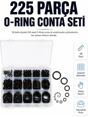 İyisi Olsun 225 Parça Profesyonel O-Ring Conta Kiti Su, Yağ ve Hava Sızdırmazlık Tamir Seti