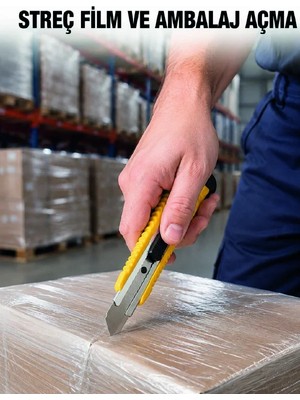 İyisi Olsun 5’li Metal Falçata Seti Profesyonel Maket Bıçağı Kesici Falçata Sarı Ergonomik Saplı