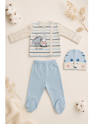 Beniizle Fil ve Zebra My Friends Baskılı 3'lü Bebek Hastane Çıkış Set