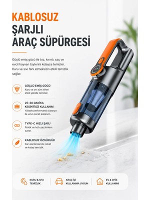Aparim Yüksek Emiş Güçlü Taşınabilir Araç Süpürgesi