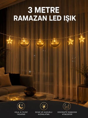 Aparim 3 Metre Ramazan LED Saçak Işık Ev Içi Dekoratif Aydınlatma