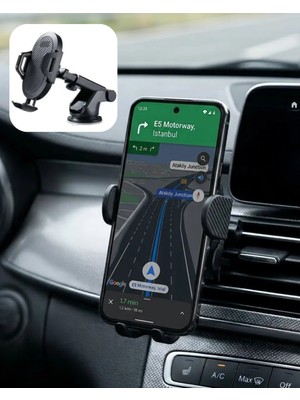 Aparim 360° Döner Araç Telefon Tutucu Otomatik Kilit Mekanizmalı Stand