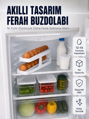 Aparim Buzdolabı Yumurta Düzenleyici Iki Katlı Kayar Raylı Yumurta Organizeri