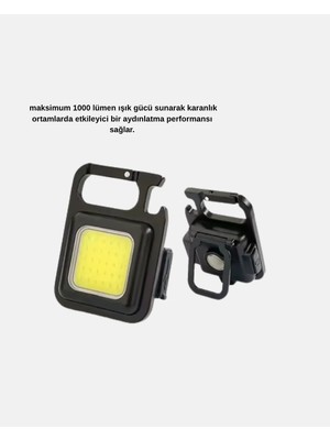Aparim Şarjlı Cob LED Anahtarlık Fener – 4 Modlu, Manyetik ve Katlanabilir Standlı Yeni Nesil