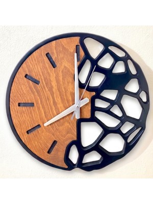 Asitan Modern Duvar Saati - 38 cm Sessiz Akar Mekanizma - El Yapımı Dekoratif Ahşap Tasarım - Estetik S