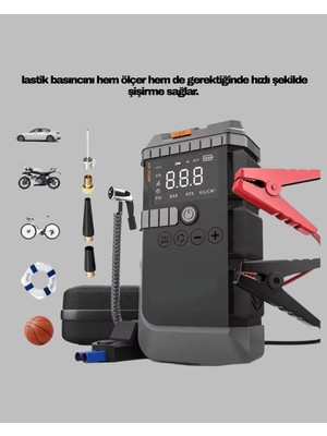 Aparim Işıklı Hava Kompresörlü Taşınabilir Akü Takviye Ünitesi Yeni Nesil