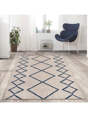 Asitan Iskandinav Tarzı Sonsuz Karo Desenli Halı Salon Mutfak Halısı Yolluk Krem Kaymaz Taban 120X180