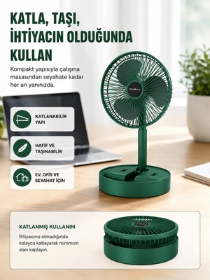 Aparim Şarjlı Mini Fan Katlanabilir 3 Hız Ayarlı Taşınabilir Tasarımlı