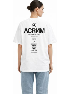 Unisex Kadın Erkek Acrnm Yeni Sezon Sırt Baskılı Oversize Kalın Kumaş Rahat Kesim Pamuklu T-Shirt