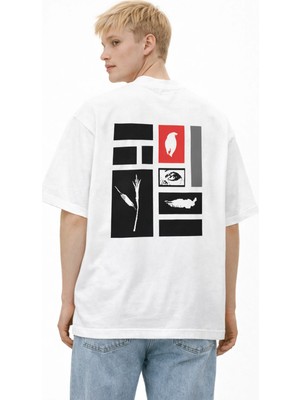 Unisex Kadın Erkek Karga Özel Tasarım Sırt Baskılı Oversize Kalın Kumaş Rahat Kesim Pamuklu T-Shirt