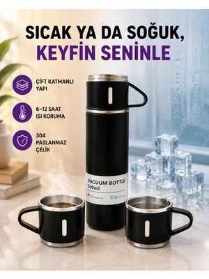 İyisi Olsun Paslanmaz Çelik Termos Seti | 500 ml Kapasite, 6-12 Saat Isı Koruma, Hediye Kutulu