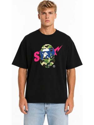 Unisex Kadın Erkek Syna Centralcee Özel Tasarım Baskılı Oversize Kalın Kumaş Rahat Kesim T-Shirt