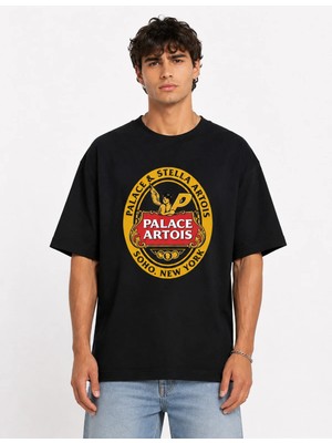 Unisex Kadın Erkek Bape Yelpaze Desenli Ön Baskılı Tasarım Baskılı Oversize Kalın Kumaş Rahat Kesim T-Shirt