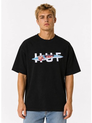 Unisex Kadın Erkek Huf Kadın El Tasarımlı Ön Baskılı Oversize Kalın Kumaş Rahat Kesim T-Shirt
