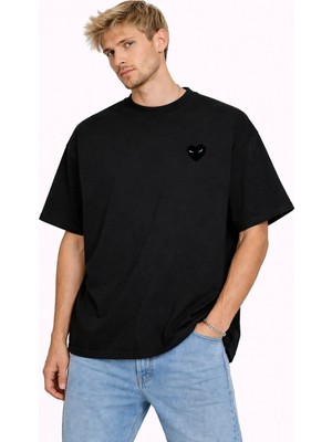 Unisex Kadın Erkek Comme Kızgın Ön Baskılı Oversize Kalın Kumaş Rahat Kesim Pamuklu T-Shirt