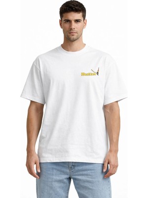 Unisex Kadın Erkek Butter Kibrit Sarı Ön Baskılı Oversize Kalın Kumaş Rahat Kesim Pamuklu T-Shirt