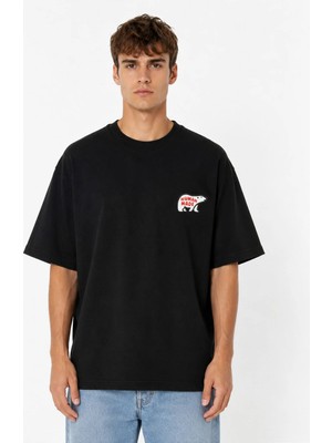 Unisex Kadın Erkek Human Made Kutup Ayısı Ön Tasarım Baskılı Oversize Kalın Kumaş Rahat Kesim T-Shirt