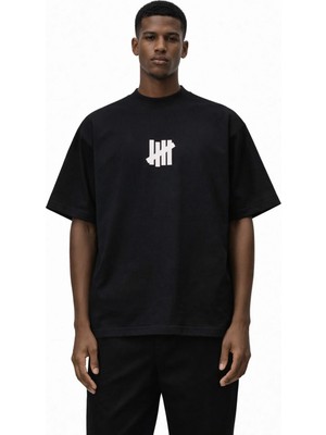 Unisex Kadın Erkek Bape Çizik Tasarımlı Ön Baskılı Oversize Kalın Kumaş Rahat Kesim Pamuklu T-Shirt