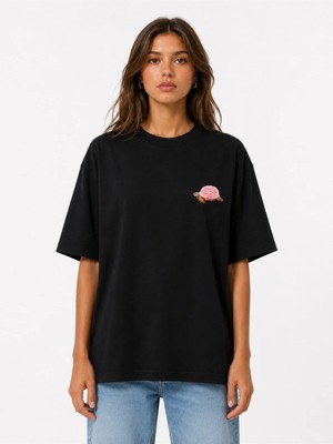 Unisex Kadın Erkek Human Made Kırmızı Kalp Logo Baskılı Oversize Kalın Kumaş Rahat Kesim T-Shirt