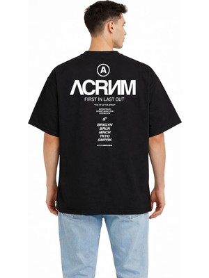 Unisex Kadın Erkek Acrnm Yeni Sezon Sırt Baskılı Oversize Kalın Kumaş Rahat Kesim Pamuklu T-Shirt