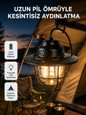 İyisi Olsun Outdoor Retro Kamp Işığı Uzun Ömürlü Pil Taşınabilir Suya Dayanıklı