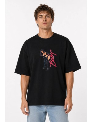 Unisex Kadın Erkek Baby Yazılı Kadın Ön Baskılı Oversize Kalın Kumaş Rahat Kesim T-Shirt