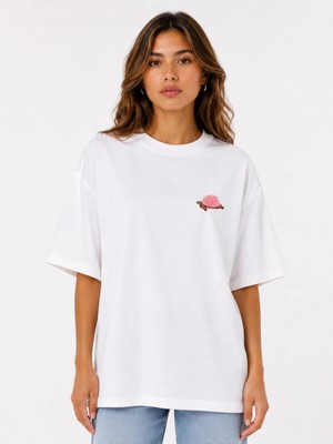 Unisex Kadın Erkek Human Made Kırmızı Kalp Logo Baskılı Oversize Kalın Kumaş Rahat Kesim T-Shirt