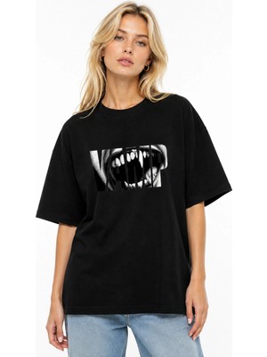 Unisex Kadın Erkek Wamp Tasarım Ön Baskılı Oversize Kalın Kumaş Rahat Kesim T-Shirt