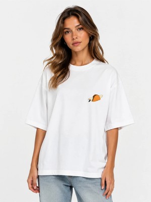 Unisex Kadın Erkek Taco Surf Tasarım Baskılı Oversize Kalın Kumaş Rahat Kesim T-Shirt