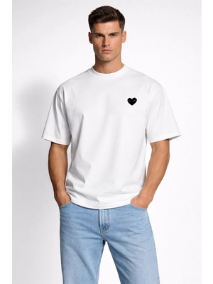 Unisex Kadın Erkek Comme Kızgın Ön Baskılı Oversize Kalın Kumaş Rahat Kesim Pamuklu T-Shirt
