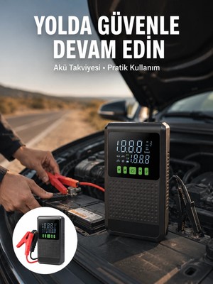 İyisi Olsun Şarjlı Araç Akü Takviyeli Hava Pompası Powerbank Özellikli Yeni Nesil