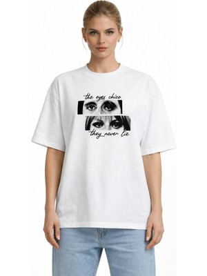 Unisex Gözler Yalan Söylemez Scarface Baskılı Oversize Kalın Kumaş Rahat Kesim Pamuklu T-Shirt