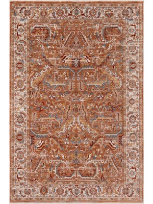 İpek Mekik Halı Venüs 4707A Vintage Eskitme Desenli Sıcak Renk Tonlarını Etnik Desenler ile Buluşturan Yumuşak Tuşeli Makine Halısı