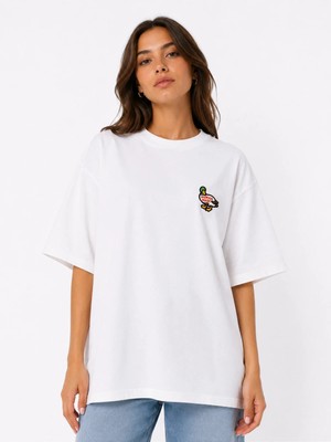 Unisex Kadın Erkek Human Made Ördek Ön Tasarım Baskılı Oversize Kalın Kumaş Rahat Kesim T-Shirt