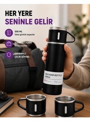 İyisi Olsun Çelik Termos Bardak Seti | 500 ml Kapasite, Kaymaz Taban, Hediye Kutulu